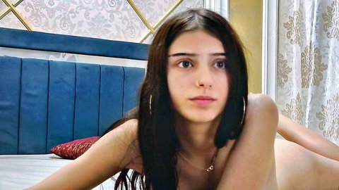 Dariax19 shy young teen topless posing on bed, cute amateur Chaturbate show
