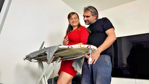 Eveline Magic in tight red dress with big natural tits and partner