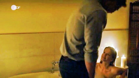 Antonia Bill and Charlotte Woolfe nude tits in intimate bathroom tub scene