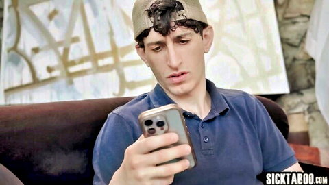 Stepson with curly hair caught by stepmom Lauren Phillips while on phone