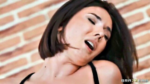 Horny gymnast with ecstatic moan face in black top, Brazzers HD
