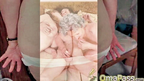 Group of horny GILFs fingering hairy pussies in lesbian pile orgy