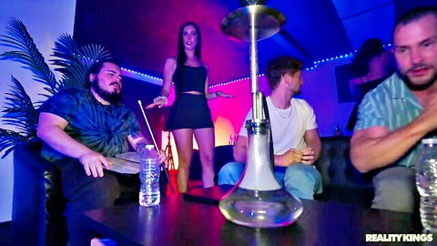 Lucy Lotus in mini dress hooks up at hookah bar with Duncan Saint