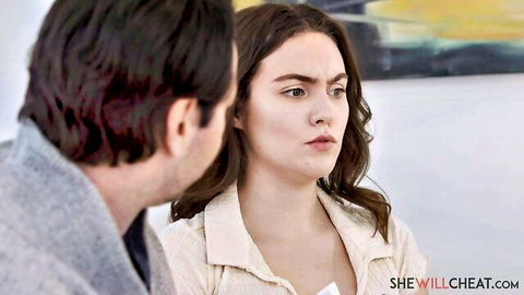 Freya Parker confesses in therapy, intense gaze with handsome man, sensual tension builds