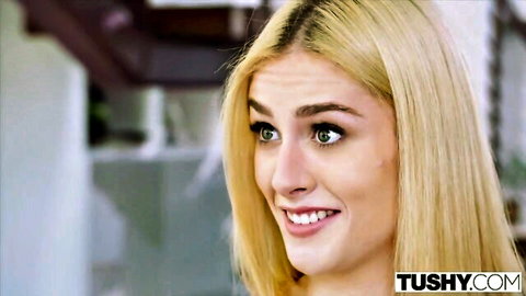 Slender blonde smiling in intense anal hook-up adult video thumbnail