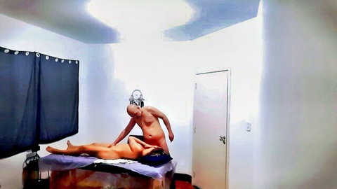 Nude Asian client seduces male masseur during erotic massage