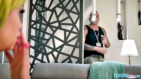 Martina Smeraldi teases with tatted dude in kinky couple scene