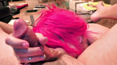 Proxy Paige pink-haired model in explicit penetration close-up