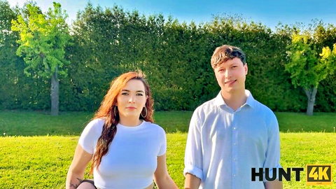Suzie Sparklez with Czech couple outdoors teasing steamy threesome