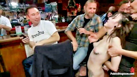 Petite Tegan Tate groped and exposed by strangers in bar anal scene