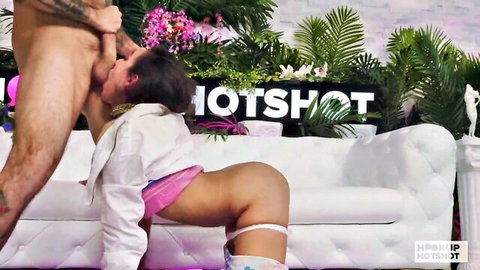 Sasha Tatcha bent over taking Nade Wicked's big cock anally in steamy scene