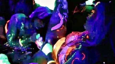 Abigail Mac and Ava Addams in glowing neon lesbian sex party