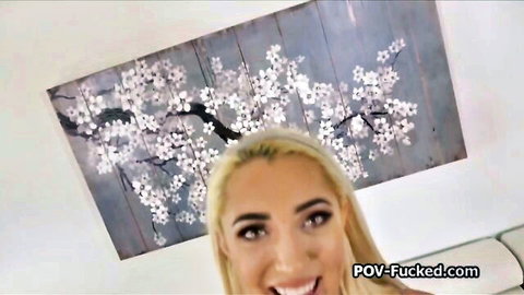 Mesmerizing blonde amateur smiling in POV casting scene