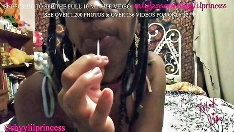 Ebony MILF shyylilprincess Lia licking and sucking teaser thumbnail