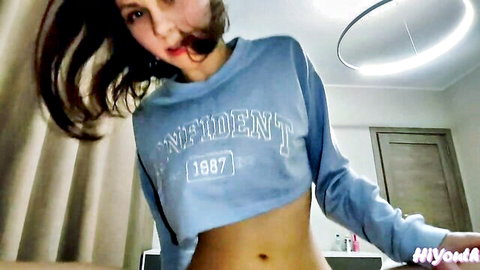 Cute Asian stepsister teases in crop top POV video