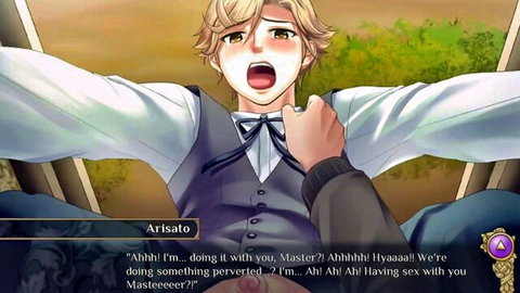 Blonde butler Arisato in ecstasy during perverted sex with master