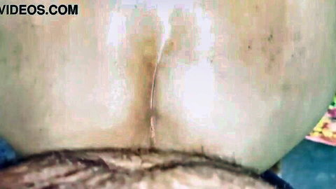 Close-up of large pale booty with visible anus, MILF anal tease thumbnail