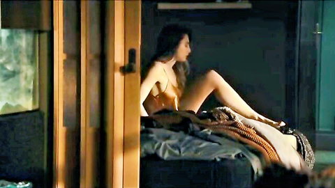 Klara Mucci in sexy gold lingerie, nude tits tease from Die Ibiza Affare (2021)
