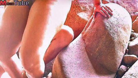Vilashini in outdoor Asian couple sex, big ass on rocks, explicit view