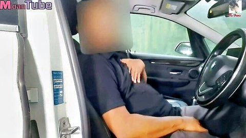 Msveena gives blowjob to driver while daydreaming in parked BMW car