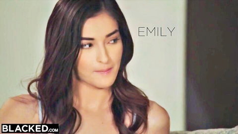 Seductive Asian beauty Emily gazes teasingly in Blacked.com interracial promo
