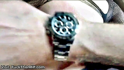 Skylar Vox in fishnet lingerie, wrist with Rolex watch tease