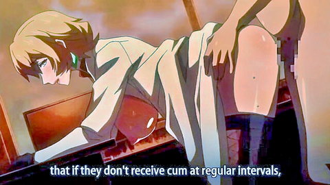 Hentai lab coat girl spreads big ass cheeks exposing wet pussy and anus over desk