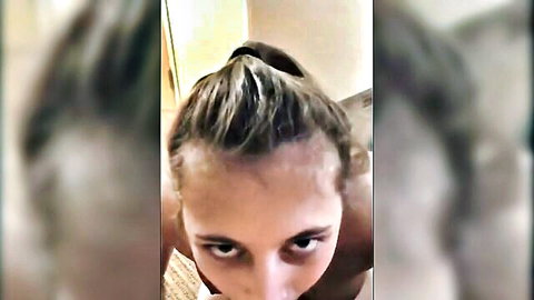Cute blonde teen close-up POV in premium blowjob and riding scene