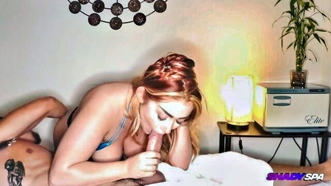 Busty redhead Chloe C. gives happy ending blowjob in massage