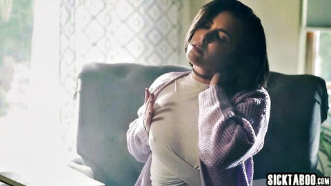 Kira Noir sensual pose in cardigan, ebony big booty lesbian hottie