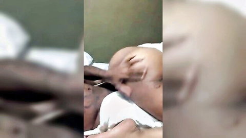 Blurry amateur black couple intimate fun on Periscope live stream