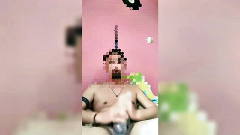 Man ravaging Fleshlight toy intensely, screaming in French solo masturbation