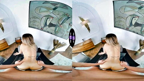 Young blonde artist nude, shared by couple in explicit spread pose
