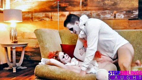 Scarlet Skies as creepy clown in stepbro sex scene
