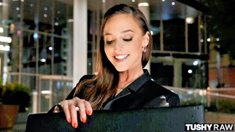 Amirah Adara seductive smile in black blazer, bubble butt tease