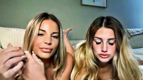 Maddiemeadows and blonde teen in intimate girl-girl Chaturbate tease