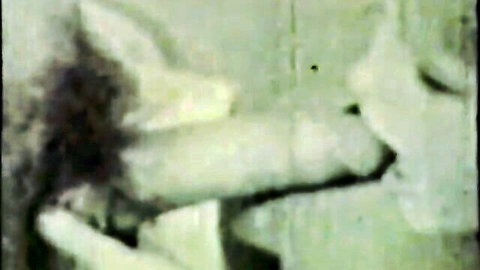 Vintage 1960s retro blowjob exhibition scene with brunette model