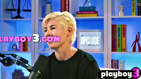 Short-haired blonde MILF in black top side profile solo closeup tease