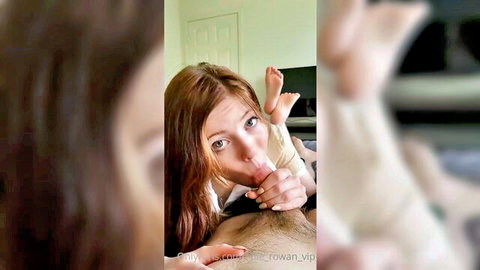 Rylie Rowan passionately sucking thick cock close-up