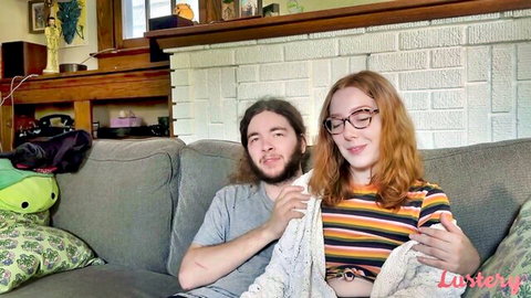 Amber and Patrick cozy couple tease on couch in amateur video