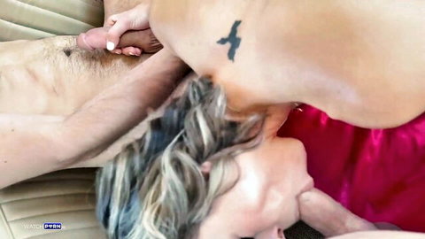 Serenity Cox in mile high threesome oral on private plane with creampie finish