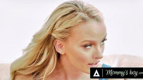 Blonde tutor teases in FFM threesome preview from Mommy Boy video
