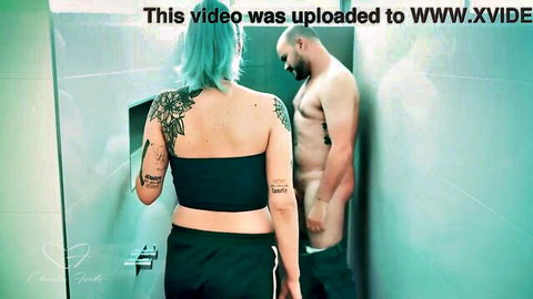 Charlie Forde with tattoos teases naked Woody Alyx erect cock