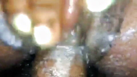 Young lesbian creampie close-up: intense vaginal penetration with creamy overflow
