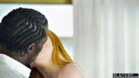 Anny Aurora redhead kissing black stud passionately