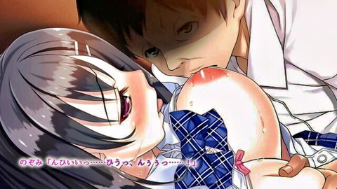Hentai schoolgirl with big tits has nipple sucked while giving sloppy blowjob