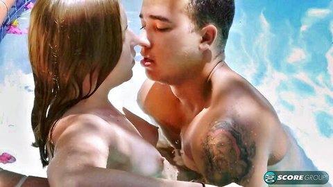Charli Maverick topless underwater kiss in pool with lover