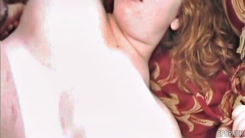 Freckled ginger babe moans in ecstasy with man's hand gripping her pale neck