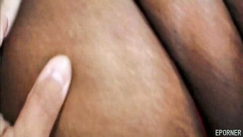 Big Bad Mamoo BBW ebony beauty with hand caressing her curves