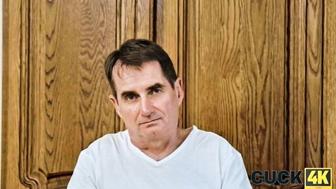 Pavlos in serious expression for cuckold video with pregnant wife Jessie Clark